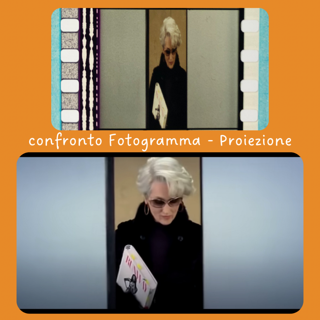 Confronto tra fotogramma in Cinemascope e scena proiettata